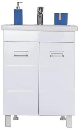 Тумба напольная Таис-М 60см белая с раковиной O-mebel Ta-60TUW+RA