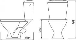 Унитаз компакт Универсал с бачком белый с декором кноп.ниж.п. МИ7