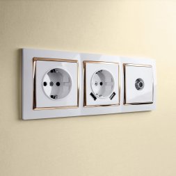 Розетка с заземлением, шторками и USBх2 (белая) W1171501 Werkel 732844