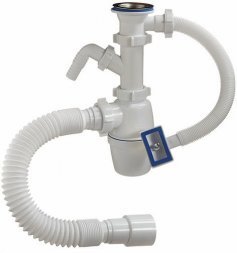 Сифон 1 1/2 40 с отвод, квадрат.переливом, гибк. трубой  А-4010 (О)